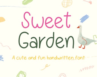 Sweet Garden font, cute and fun Handwritten, Font Goodnotes, Simple Font, Study Digital Note, Cute Font, Planner font, Handwriting font