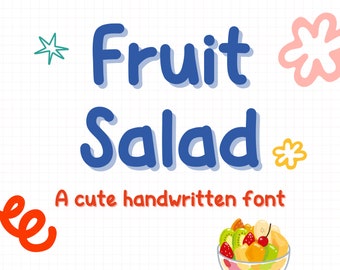 Fruit Salad font | cute Handwritten Font Goodnotes Simple Font Study Digital Note Cute Font Font Planner download font Handwriting font