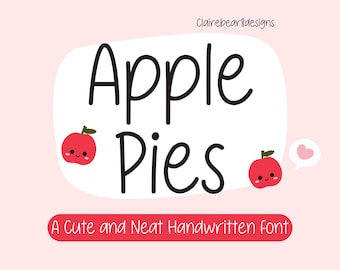 Apple Pies font | cute handwritten, simple handwritten, font for goodnotes, canva fonts, digital planner font, note taking fonts, Study note