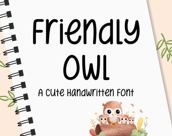 Friendly Owl font | Cute Handwritten Font Goodnotes Simple Font Study Digital Note Cute Font Font Planner download font Handwriting font
