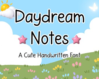 Daydream Notes Schriftart | Niedliche handgeschriebene Schriftart-Notiz, die Goodnotes Einfache Schriftstudie Digitale Notiz Niedliche Schriftart Schrift-Planer Download-Schriftart