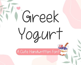 Greek Yogurt font | A Cute and neat Handwritten Font Note taking Goodnotes Simple Font Study Digital Note Cute Font Planner Study font