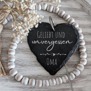 Marcador de tumba con forma de corazón de pizarra l Decoración de tumba l Día de Todos los Santos l Grabado de tumba con forma de corazón de pizarra l Texto personalizado l Corazón de pizarra l Inolvidable