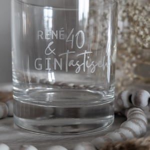 Gin glass l Birthday l GINtastic l Engraving with name l Desired name l Engraved gin glass l Gift for a round birthday