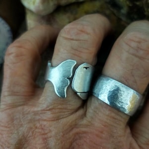 Moby Dick ring, Surfer whale ring, Custom made whale ring, Sperm Whale Ring Custom Made with Aluminum Recovered from Sea, Handmade Jewelry