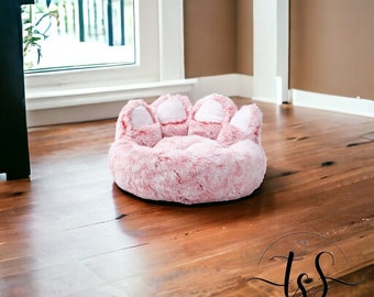 Warm Paw Shaped Dog Bed, Small Comfy Pet Bed, Washable Cat Bed