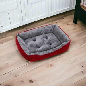 Bed For Dog, Square Plush Kennel, Small Dog Sofa, Pet Supplies, Pet Comfort, Accessories Red