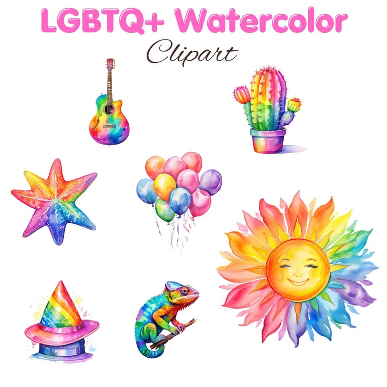 LGBTQ+ Watercolor Clipart , Pride PNG , LGBTQ+ Clipart , Rainbow Pride ...