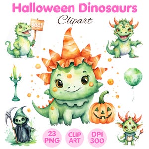 Halloween Dinosaurs Clipart , Halloween Dinosaurs , Halloween Dino , Watercolor Dinosaurs , Watercolor Clipart Sublimation , Commercial Use
