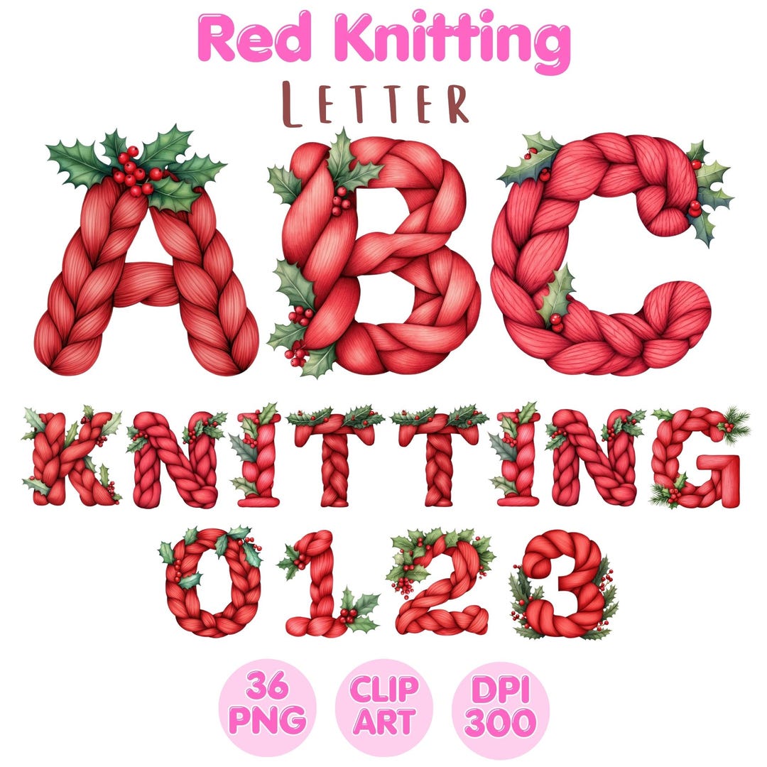 Red Knitting Letter , Knitting Clipart , Knitting PNG, Knitting ...