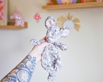 Ready to Ship Handmade Crochet Mouse Snuggler | Whimsical Animals | Kids Bedroom Decor | Baby Shower Gift | Handmade Plushie | New Baby