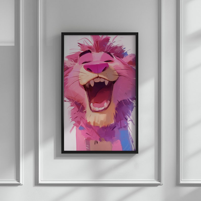 Cute Pink Lion Print | Pink Lion Print | Digital Download | Kid Bedroom ...