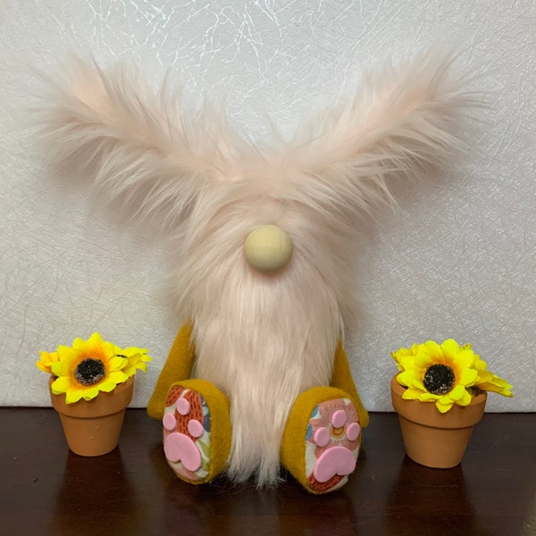 Floral Gnome Bunny, Furry Ears