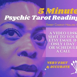 5-Minuten-Tarotkartenlegung Am selben Tag Video-Chat oder Aufgezeichnetes Video von Psychic Medium Sweet Chariot Healing Co.