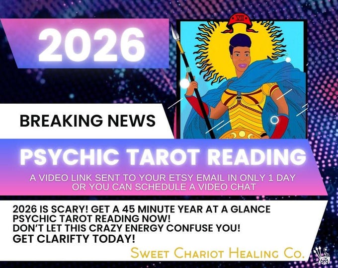 Featured listing image: 2026 Year Ahead Psychic Tarot Reading: 45 Minute Video Chat