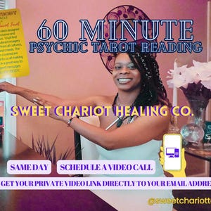 60-Minuten-Wahrsage-Tarot-Orakel-Kartenlesung Video-Chat oder aufgenommenes Video am selben Tag zu beliebigen Themen von Sweet Chariot Healing Co.