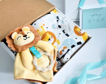 Lion Plush & Blanket Baby Gift: Matching Set with Stuffed Animal and Swaddle