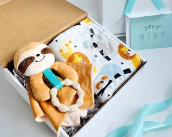 Sloth Plush & Blanket Baby Gift: Matching Set with Stuffed Animal and Swaddle