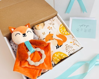 Fox Plush & Blanket Baby Gift: Matching Woodland Set with Stuffed Animal and Swaddle