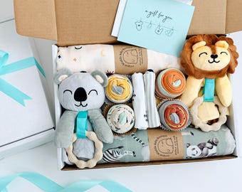 Personalized Twins Gift Box: Plush Stuffed Animals, Baby Blankets, Baby Onesies® & More