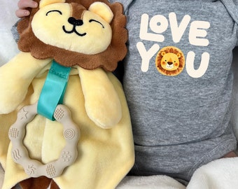 2-Piece Lion Gift Set: Matching Lion Lovey & Onesie®, Safari Baby Shower Gift