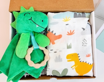 Dinosaur Plush & Blanket Baby Gift: Matching Dino Set with Stuffed Animal and Swaddle