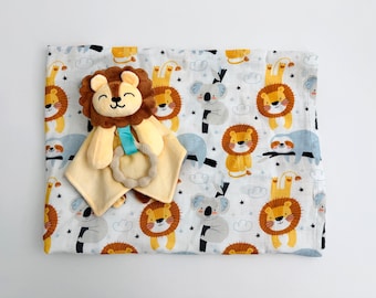 Lion Plush & Blanket Baby Gift: Matching Set with Stuffed Animal and Swaddle