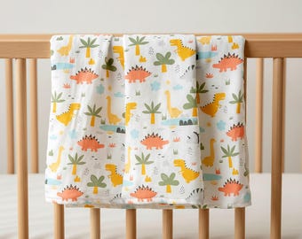 Dinosaur Bamboo Cotton Swaddle: Gender Neutral Lightweight Baby Blanket for Newborns