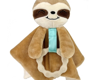 Sloth Lovey: Minky Newborn Teething Toy, Baby Shower Gift