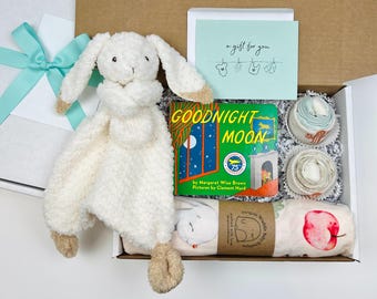 Goodnight Moon Baby Gift Basket: Book, Onesies®, Blanket & Bunny Gift Box for New Baby Shower