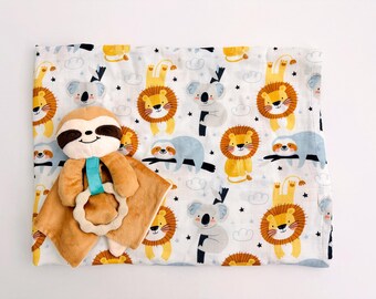 Sloth Plush & Blanket Baby Gift: Matching Set with Stuffed Animal and Swaddle