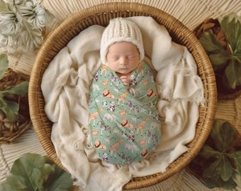 Jungle Safari Animal Baby Blanket: Lightweight Soft Muslin Swaddle for Newborns