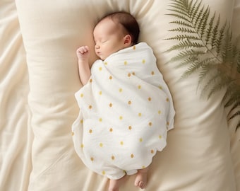 Suns Moons & Stars Baby Blanket: Lightweight Muslin Swaddle, Boho Wrap for Newborns