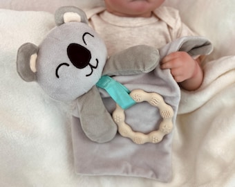 Koda Koala Bear Teething Toy: Soft Security Blanket & Teether Combo for Newborns, Infants and Toddlers