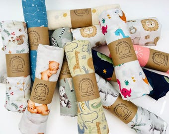 Lightweight Baby Blanket: Soft Muslin Cotton Swaddle for Newborns - Safari, Boho, Woodland, Dinosaur & More