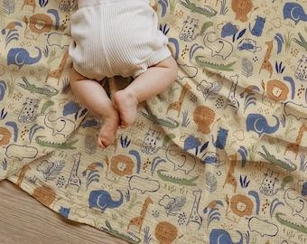 Jungle Safari Baby Blanket: Lightweight Soft Cotton Swaddle for Newborns