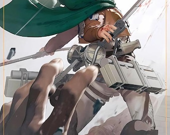 Figura de Levi Ackerman hecha por fans con equipo ODM / Estatua de Attack on Titan pintada a mano (opción LED)