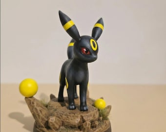 Figura de Umbreon hecha por fans / Estatua de la evolución de Eevee de Pokémon / Coleccionable impreso en 3D y pintado a mano / Regalo de Pokémon