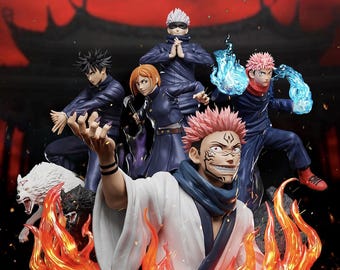 Jujutsu Kaisen Ensemble Diorama Fanmade — Conjunto de figuras de anime pintadas a mano / Gojo, Idatori, Sukuna, Nobara, Megumi / Conjunto completo