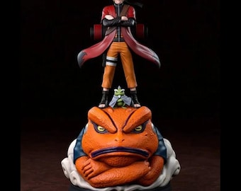 Naruto Uzumaki Sage Mode Fan-made Figure | Hand-Painted Gamabunta Toad Statue, Shippuden Collectible Display