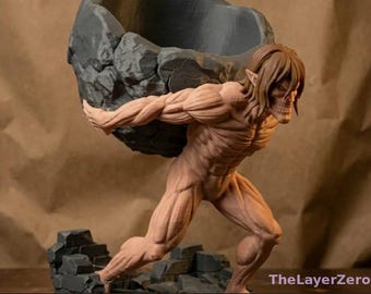 Estatua de Titán Colosal hecha a mano por un fan – Diorama musculoso impreso en 3D (Ataque a los Titanes)