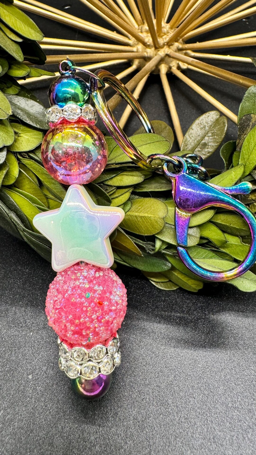 Oh My Stars Pink Beaded Keychain or Zipper Pull Etsy