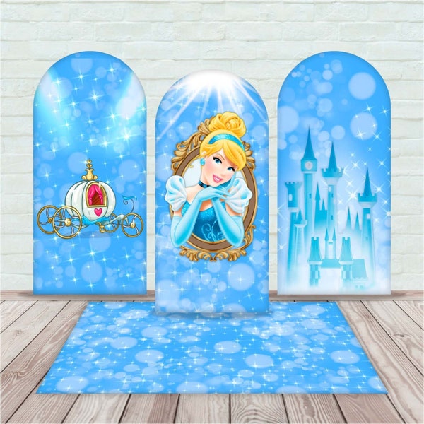 Cinderella Backdrop Double Side Covers Photo Background Birthday Party Plinth Covers (3PIECES)