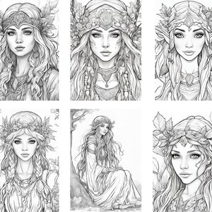 20 Fantasy Elf Girl Druid Coloring Pages for Adult and Kids Coloring ...