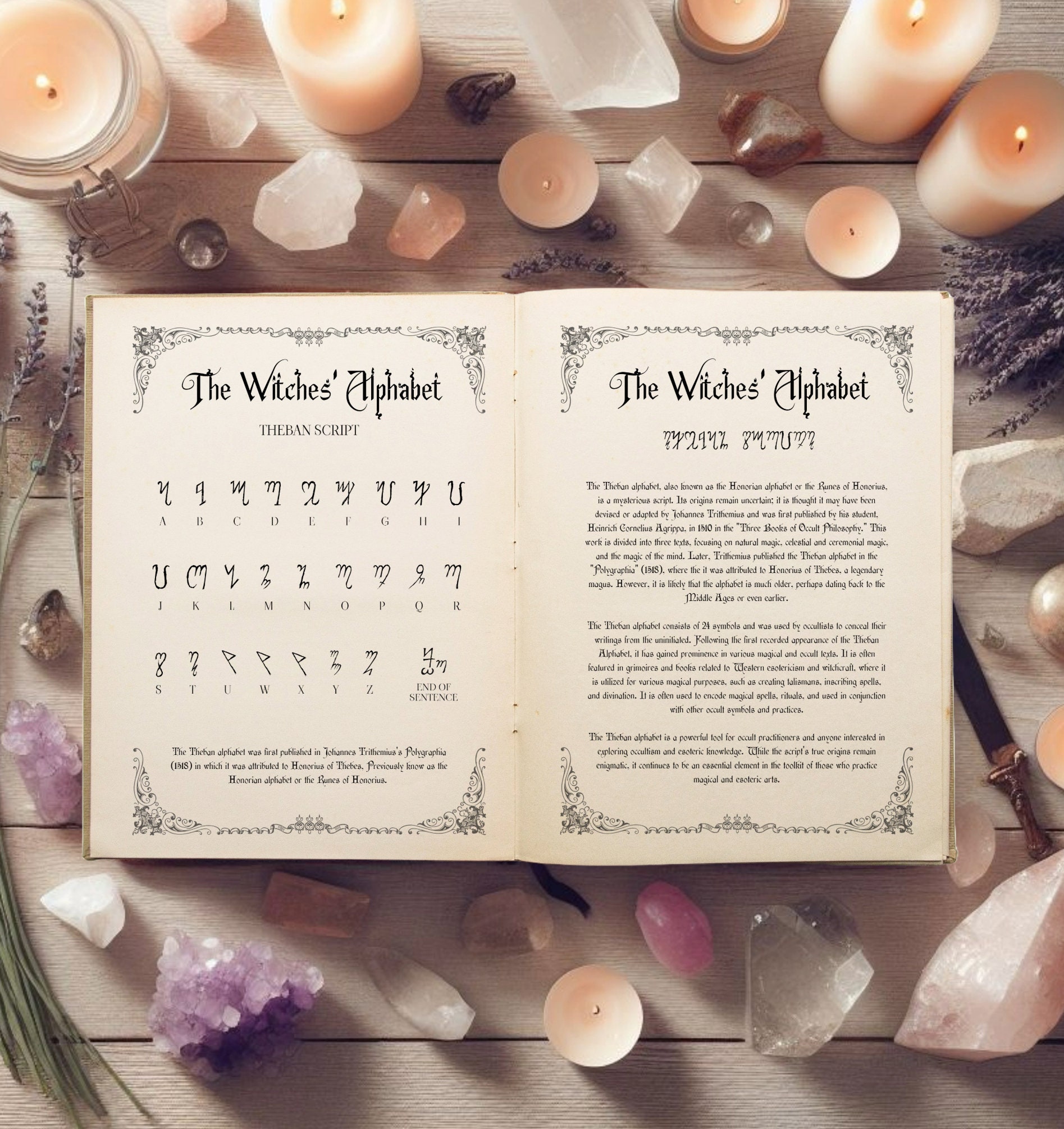 Witches Alphabet Printable, Theban Script, Digital Download, Pagan