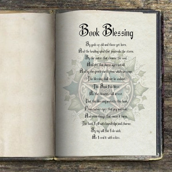 Book Blessing, Book of Shadows Insert, Digital Download, Pagan Grimoire Page, Witchy Insert