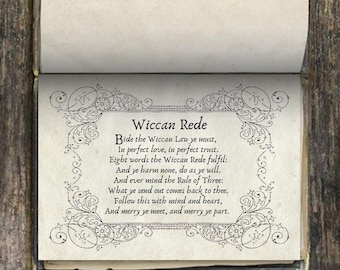 Wiccan Rede Printable Poster, Pagan Vintage Style Wall Art, Book of Shadows (PDF + JPEG)