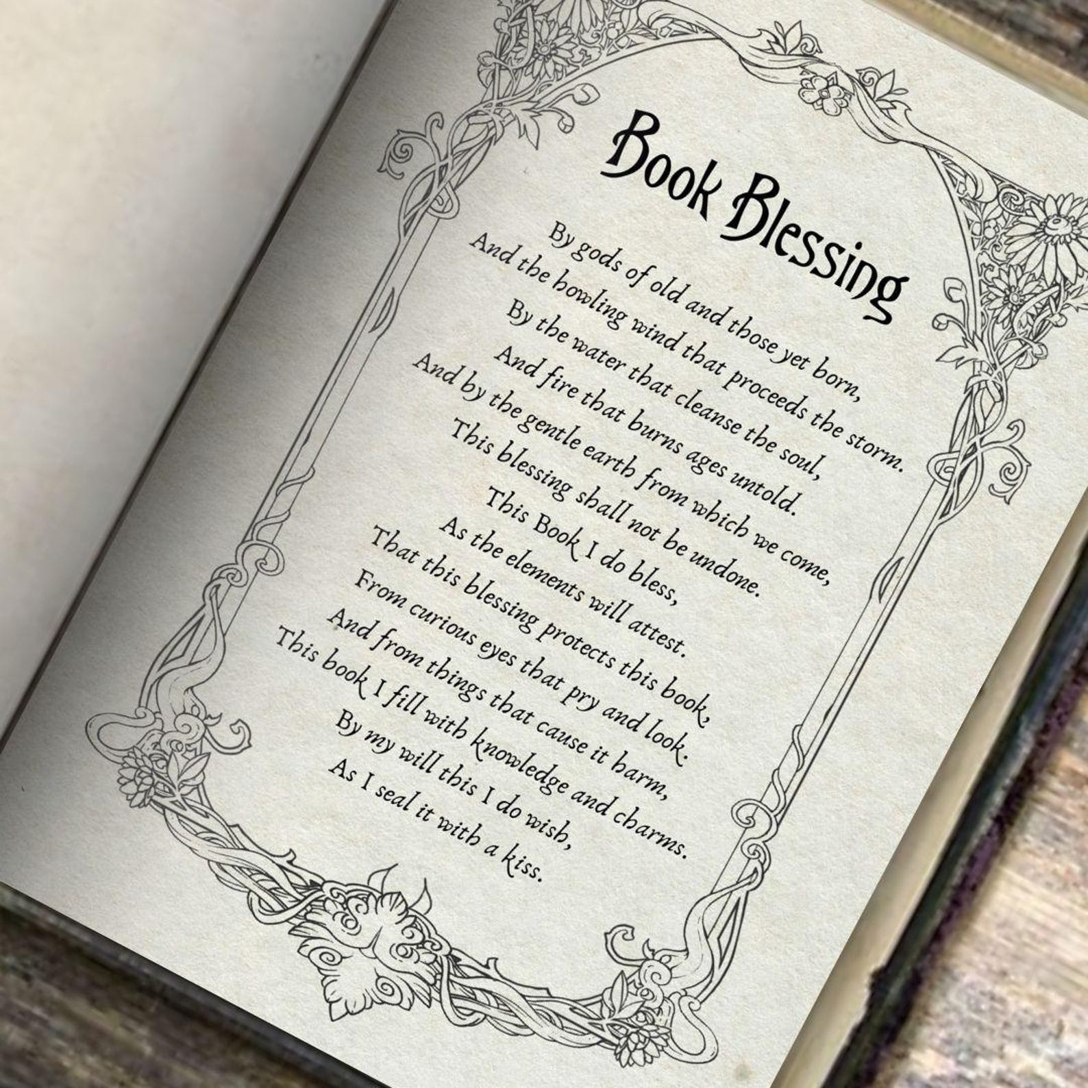 Book of Shadows Book Blessing: Vintage Grimoire Insert (digital ...