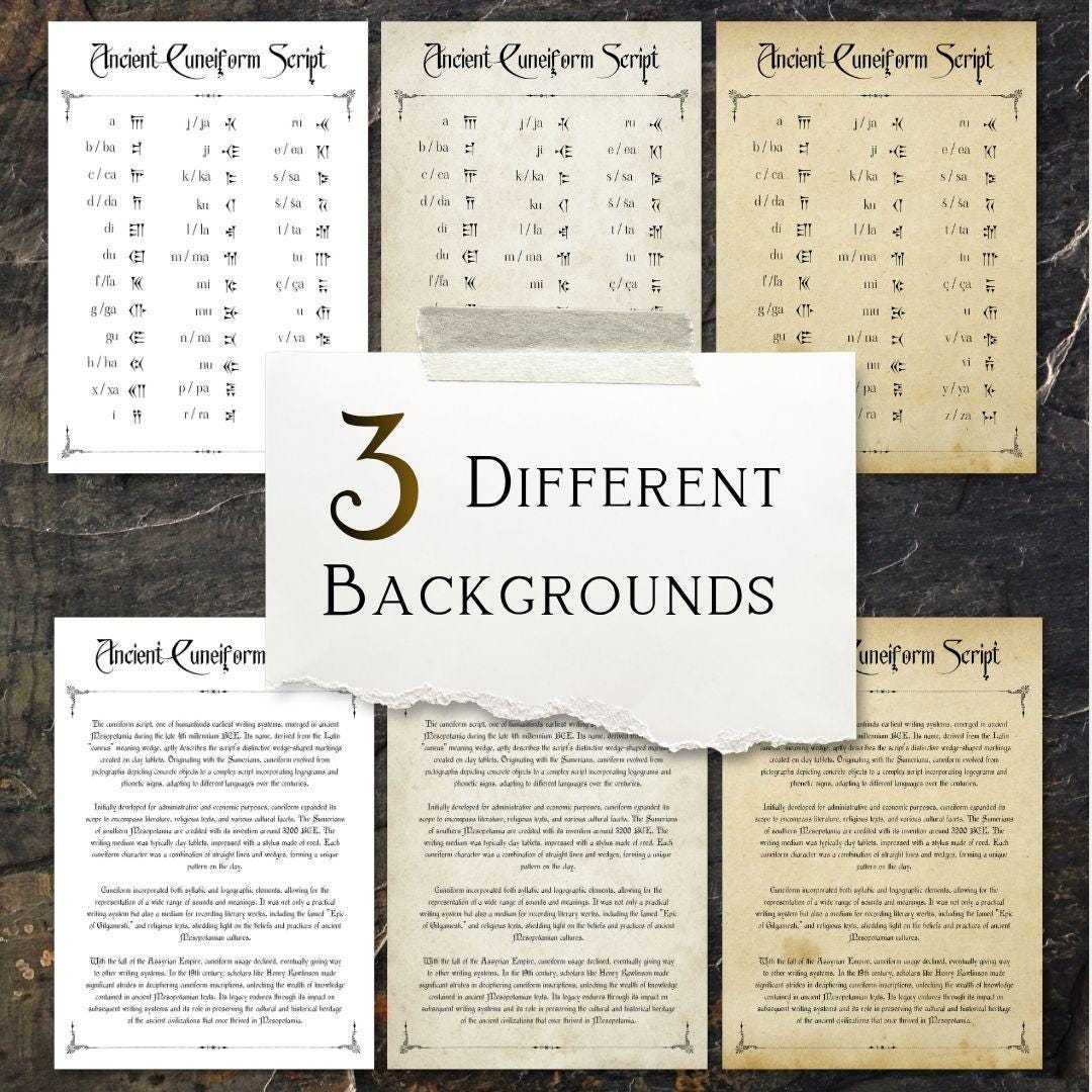 Cuneiform Alphabet Printable: Ancient Mesopotamian Script Chart ...