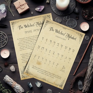 Witches Alphabet Printable: Theban Script, Book of Shadows, Occult writing  (Digital Download)